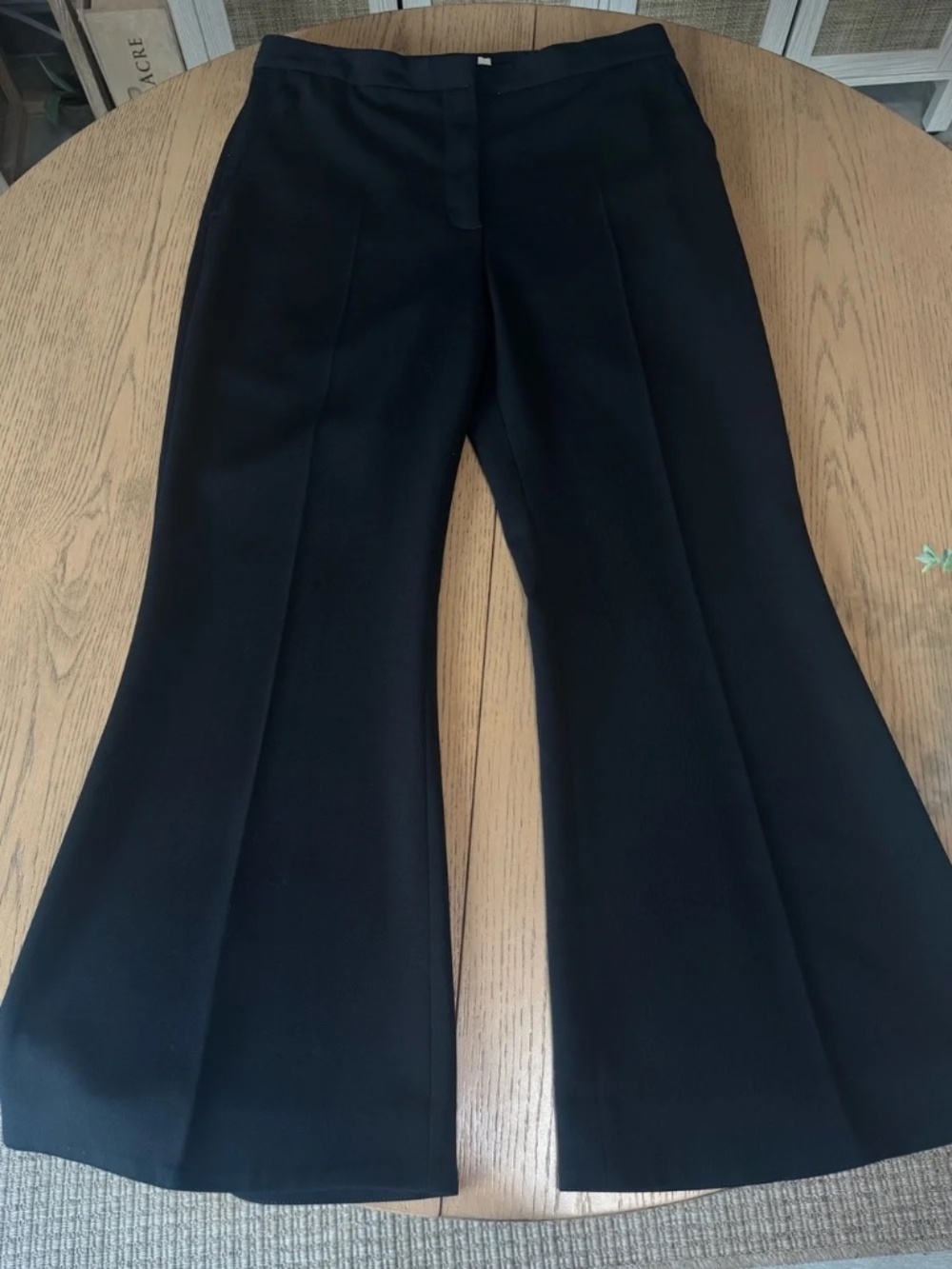 Stella McCartney Black Wool Wide Leg Trousers High Rise Tailored Dress Pants - Picture 5 of 9